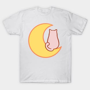 Pink Meow on the moon T-Shirt